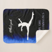 Dit meisje houdt van Gymnastiek zwart, blauw, wit Sherpa Deken (Voorkant (horizontaal))