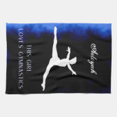 Dit meisje houdt van Gymnastiek zwart, blauw, wit Theedoek (Horizontaal)