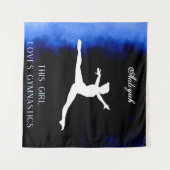 Dit meisje houdt van Gymnastiek zwart, blauw, wit Wandkleed (Voorkant (horizontaal))