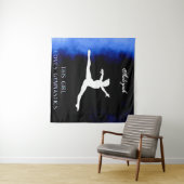 Dit meisje houdt van Gymnastiek zwart, blauw, wit Wandkleed (In Situ (horizontaal))