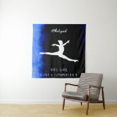 Dit meisje houdt van Gymnastiek zwart, blauw, wit Wandkleed (In situ)