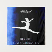 Dit meisje houdt van Gymnastiek zwart, blauw, wit Wandkleed (Voorkant)
