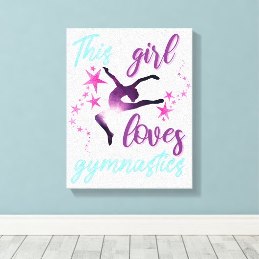 Dit meisje houdt van gymnastiekkraan canvas afdruk (Insitu (Houten vloer))
