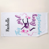 Dit meisje houdt van gymnastiekkraan strandlaken (Voorkant)