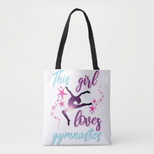 Dit meisje houdt van gymnastiekkraan tote bag