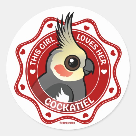Dit meisje houdt van haar Cockatiel Ronde Sticker (Voorkant)