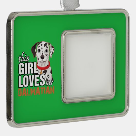 Dit meisje houdt van haar Dalmatiaan Verzilverd Omlijst Ornament (Rechts)