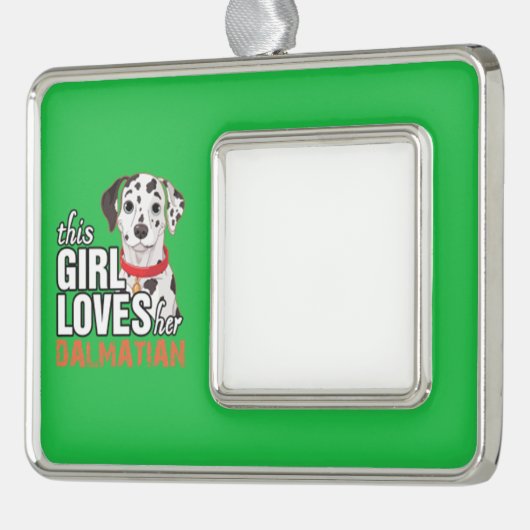 Dit meisje houdt van haar Dalmatiaan Verzilverd Omlijst Ornament (Links)
