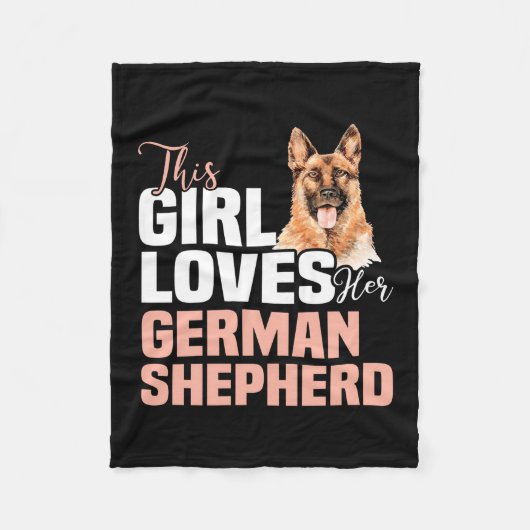 Dit meisje houdt van haar Duitse herder Fleece Deken (Voorkant)