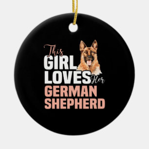 Dit meisje houdt van haar Duitse herder Keramisch Ornament
