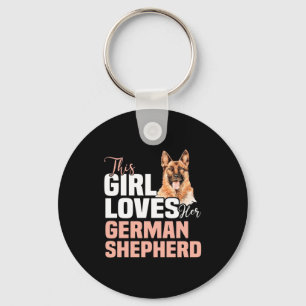 Dit meisje houdt van haar Duitse herder Sleutelhanger