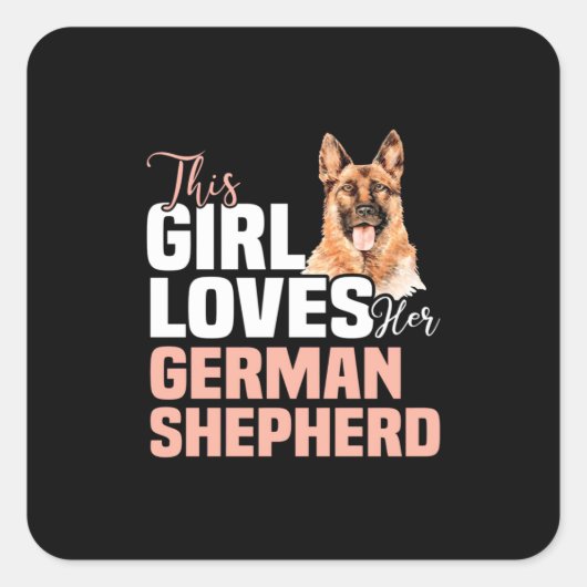 Dit meisje houdt van haar Duitse herder Vierkante Sticker (Voorkant)