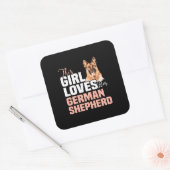 Dit meisje houdt van haar Duitse herder Vierkante Sticker (Envelop)