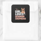Dit meisje houdt van haar Duitse herder Vierkante Sticker (Tas)
