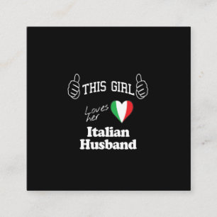 dit meisje houdt van haar italiaanse man vierkante visitekaartje
