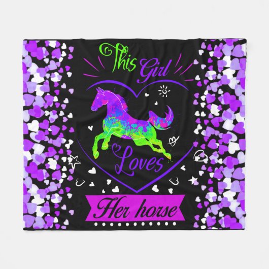 Dit meisje houdt van haar paard fleece deken (Voorkant (Horizontaal))