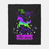 Dit meisje houdt van haar paard Paarse Fleece Deken (Voorkant)