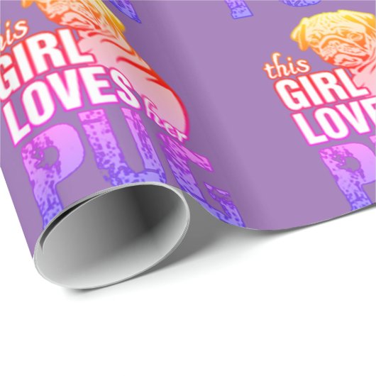 Dit meisje houdt van haar pug cadeaupapier (Rol Hoek)