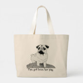 Dit meisje houdt van haar pug! Grote Canvas tas (Achterkant)