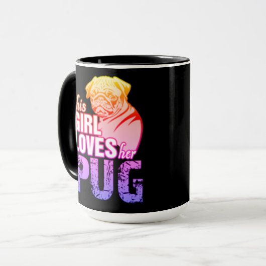 Dit meisje houdt van haar pug mok (Voorkant links)