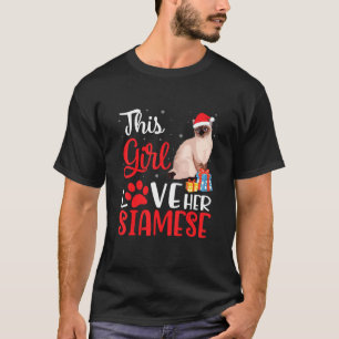 Dit meisje houdt van haar Siamese kat noel kostuum T-shirt