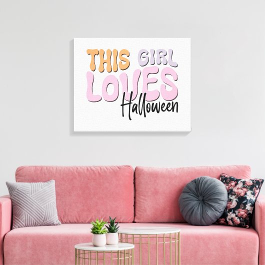 Dit meisje houdt van Halloween Canvas Afdruk (Insitu (Woonkamer))