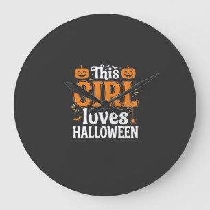Dit meisje houdt van Halloween-typografie SVG-ontw Grote Klok