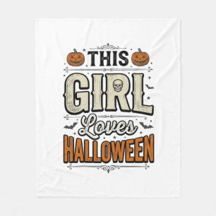 Dit meisje houdt van Halloween Vintage Shirt Desig Fleece Deken
