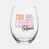 Dit meisje houdt van Halloween Wijnglas Zonder Voet (Voorkant)