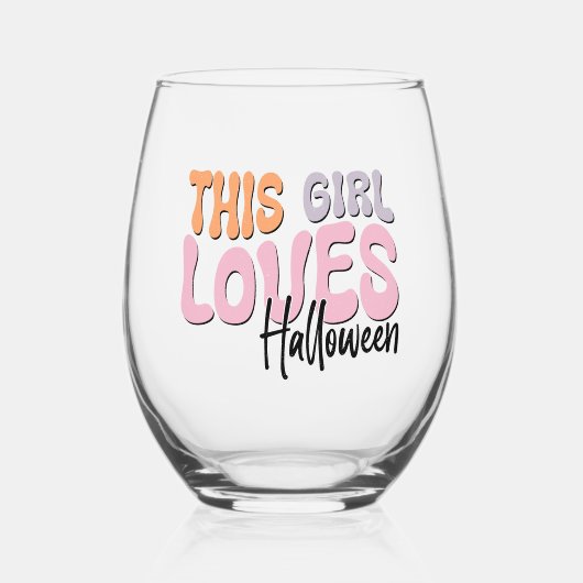 Dit meisje houdt van Halloween Wijnglas Zonder Voet (Voorkant)