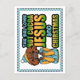 Dit meisje houdt van hete cacao Jezus en Kerstmis Feestdagenkaart