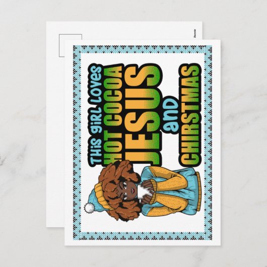 Dit meisje houdt van hete cacao Jezus en Kerstmis Feestdagenkaart (Voorkant / Achterkant)