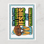 Dit meisje houdt van hete cacao Jezus en Kerstmis Feestdagenkaart (Voorkant)