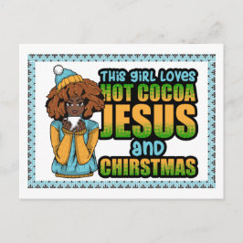 Dit meisje houdt van hete chocolade zwart melanine aankondigingskaart