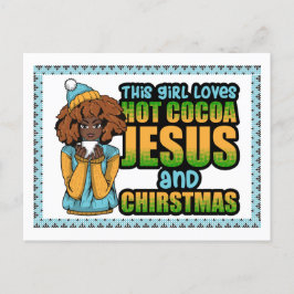 Dit meisje houdt van hete chocolade zwart melanine feestdagenkaart