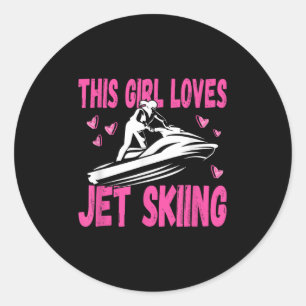 Dit meisje houdt van jetskiën ronde sticker