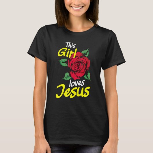 Dit meisje houdt van Jezus Christelijk T-shirt (Voorkant)