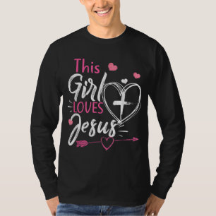Dit meisje houdt van Jezus Christelijke gelovigen T-shirt