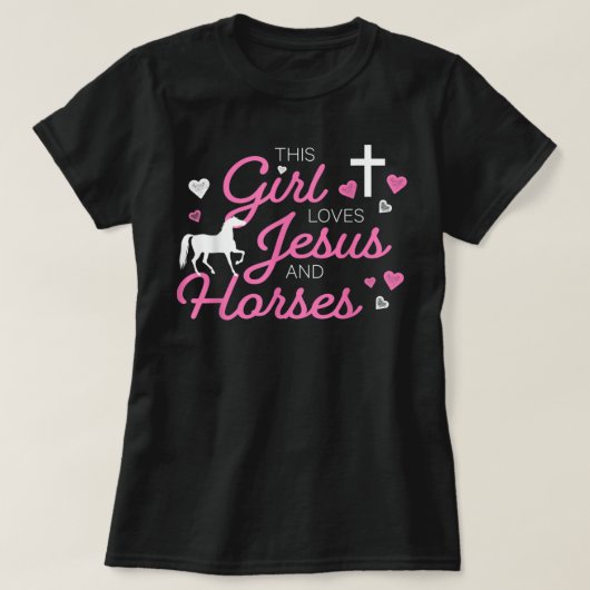 Dit meisje houdt van Jezus en paarden T-shirt (Design voorkant)