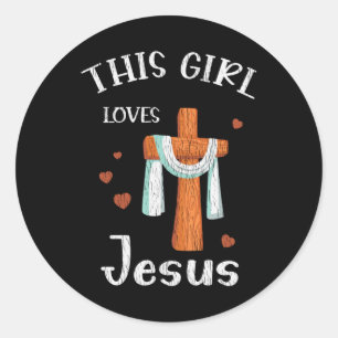 Dit Meisje Houdt Van Jezus Tiener Kinderen Vrouwen Ronde Sticker