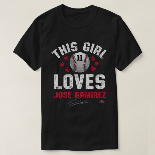 Dit meisje houdt van Jose Ramirez Cleveland MLBPA T-shirt (Design voorkant)