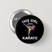 Dit meisje houdt van karate ronde button 5,7 cm (Voorkant /achterkant)