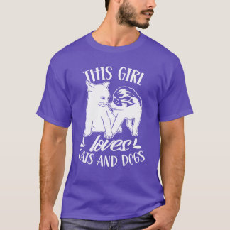Dit meisje houdt van katten en honden hond kat lie t-shirt