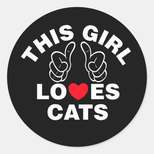 Dit meisje houdt van katten ronde sticker (Voorkant)