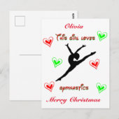 Dit meisje houdt van kerst met gymnastiek briefkaart (Voorkant / Achterkant)