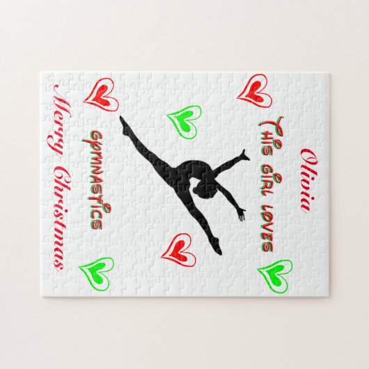 Dit meisje houdt van kerst met gymnastiek legpuzzel (Horizontaal)