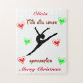 Dit meisje houdt van kerst met gymnastiek legpuzzel (Verticaal)