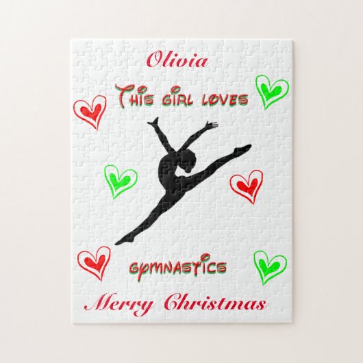 Dit meisje houdt van kerst met gymnastiek legpuzzel (Verticaal)