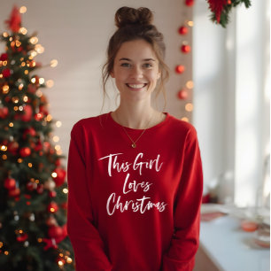 Dit meisje houdt van kersttrendy penseelscript t-shirt
