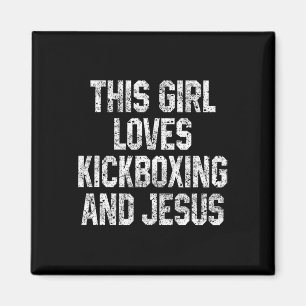 Dit Meisje Houdt Van Kickboksen En Jezus Funny Kic Magneet